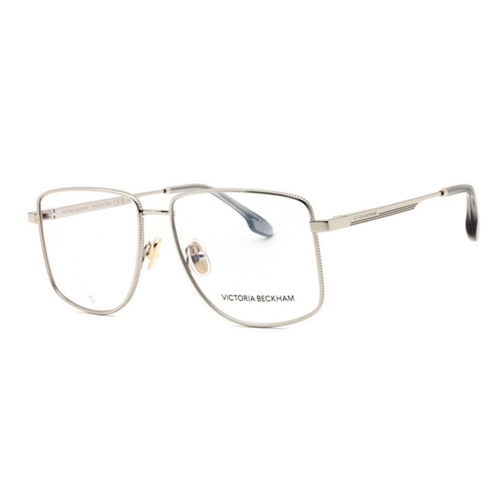 Victoria Beckham Eyeglasses Square Full Rim, Silver Frame and Clear Demo Lenses